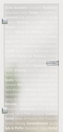 Culinaria on frosted glass with white writting